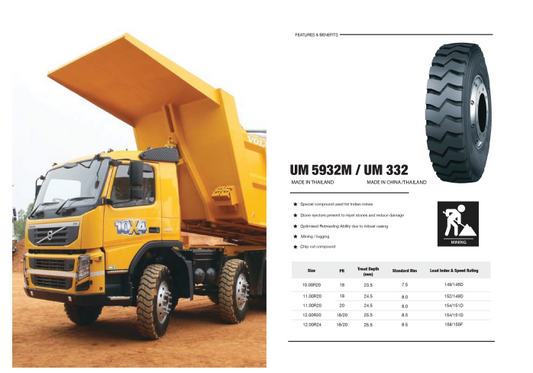 UM 332 1000.20 TYRE  UM 333 1100.20 MINING RADIAL TYRE  ( Request A Quotation )